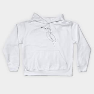 Kingfisher - one line bird Kids Hoodie